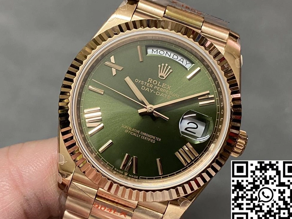 M228235-0025 Factory QF Steel Dial Rolex v5 Tungsten Functional Day Date 1006 Gold Green Rose 0730